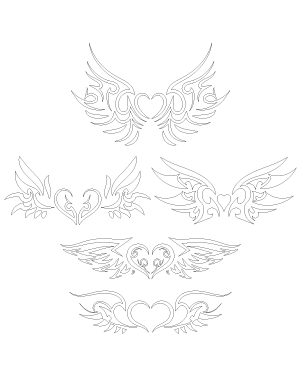 Tribal Winged Heart Patterns