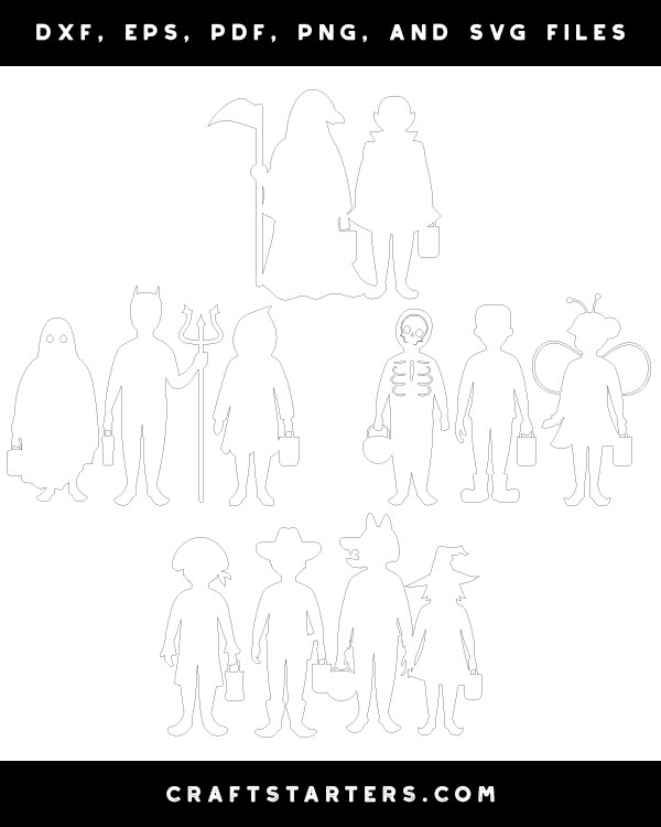 Trick Or Treaters Front View Patterns