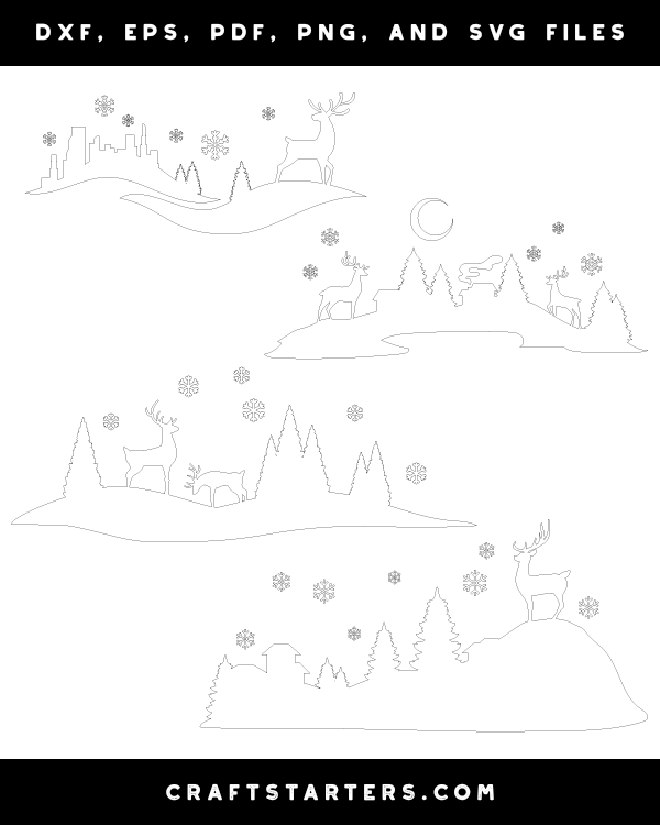 Winter Reindeer Scene Patterns