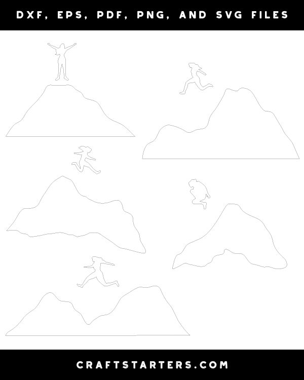 Woman Jumping on Mountain Patterns