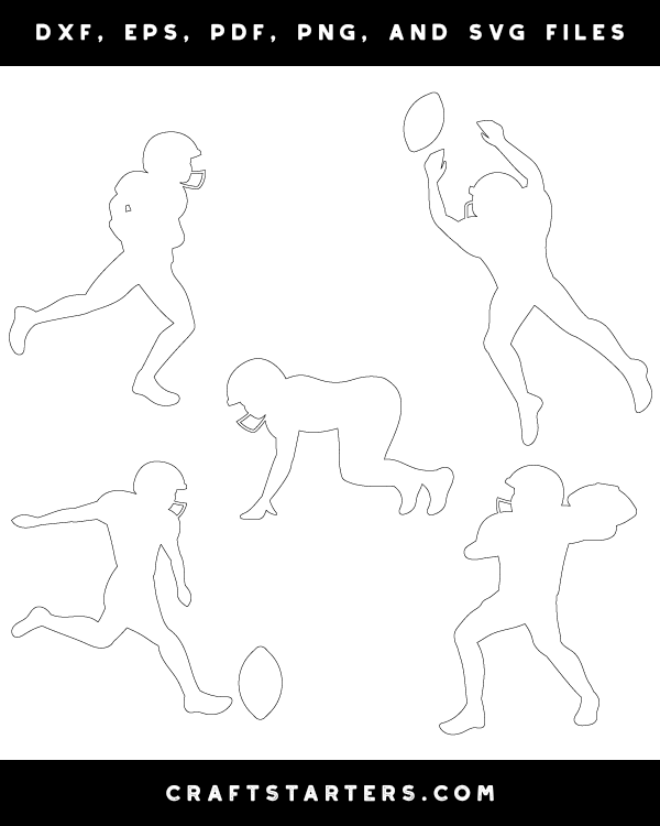 Young Football Player Outline Patterns DFX EPS PDF PNG And SVG Cut Files