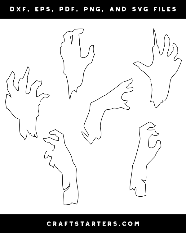 Zombie Hand Outline Patterns Dfx Eps Pdf Png And Svg Cut Files